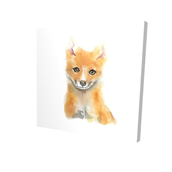 Fondo 16 x 16 in. Watercolor Baby Fox-Print on Canvas - FO2793344
