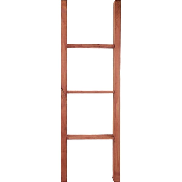 Ekena Millwork 15"W x 48"H x 3 1/2"D Vintage Farmhouse 3 Rung Ladder, Barnwood Decor Collection, Salvage Red - DECR015X048X04LDRRD