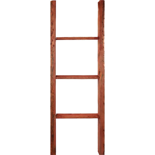 Ekena Millwork 15"W x 48"H x 3 1/2"D Vintage Farmhouse 3 Rung Ladder, Barnwood Decor Collection, Salvage Red - DECR015X048X04LDRRD