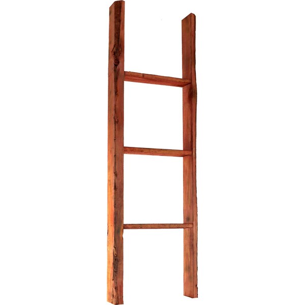 Ekena Millwork 15"W x 48"H x 3 1/2"D Vintage Farmhouse 3 Rung Ladder, Barnwood Decor Collection, Salvage Red - DECR015X048X04LDRRD