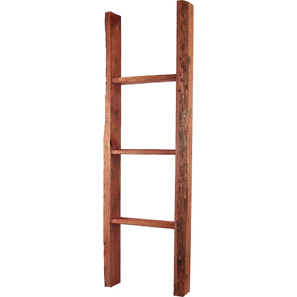 Ekena Millwork 15"W x 48"H x 3 1/2"D Vintage Farmhouse 3 Rung Ladder, Barnwood Decor Collection, Salvage Red - DECR015X048X04LDRRD