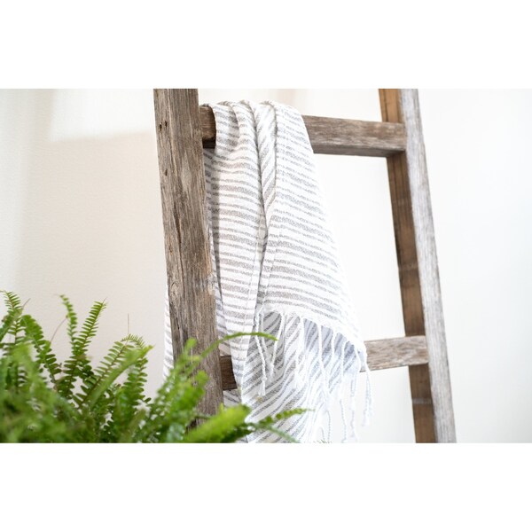 Barnwoodusa Rustic Farmhouse 4ft Reclaimed Wood Decorative Ladder (Weathered Gray) - 672713210368
