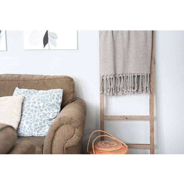 Barnwoodusa Rustic Farmhouse 4ft Reclaimed Wood Decorative Ladder (Weathered Gray) - 672713210368