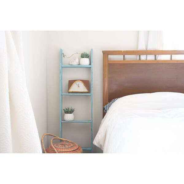Barnwoodusa Rustic Farmhouse 5ft Reclaimed Wood Picket Ladder (Turqouise) - 672713212614