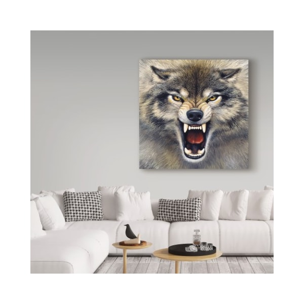 Trademark Fine Art Harro Maass 'Wolf Roaring' Canvas Art, 35x35 - ALI35667-C3535GG