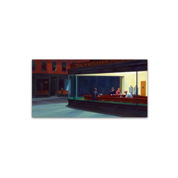 Trademark Fine Art Edward Hopper 'Nighthawks' Canvas Art, 12x24 - AA01296-C1224GG