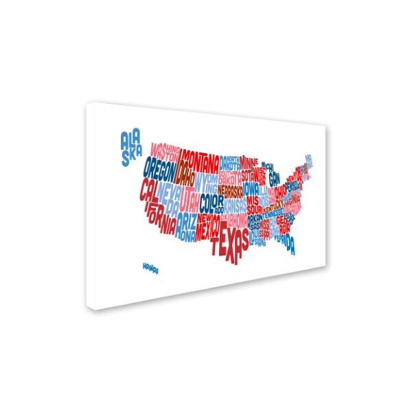 Trademark Fine Art Michael Tompsett 'United States Typography Text Map' Canvas Art, 12x19 - MT0504-C1219GG
