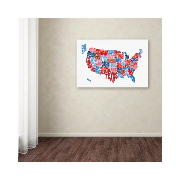 Trademark Fine Art Michael Tompsett 'United States Typography Text Map' Canvas Art, 12x19 - MT0504-C1219GG
