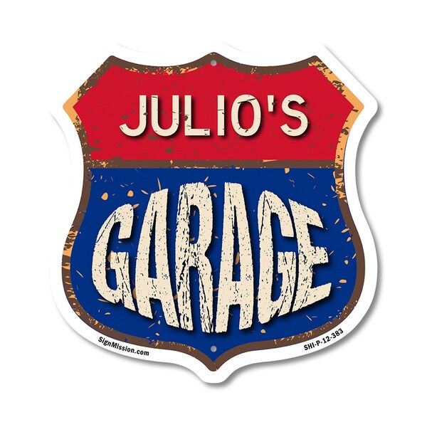 Signmission Julio's Garage, 12 Inch X 12 Inch, Plastic Sign - SHI-P-12-383-JULIO