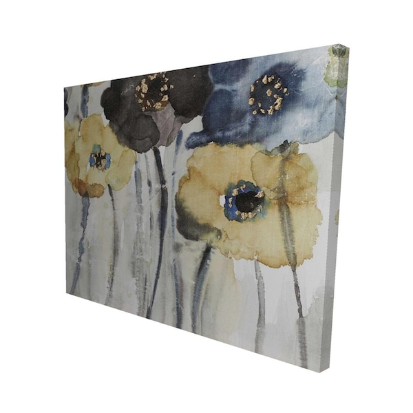 Fondo 16 x 20 in. Grey, Blue & Yellow Flowers-Print on Canvas - FO2790437