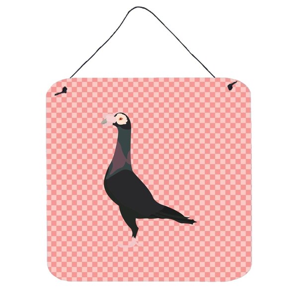 Micasa English Carrier Pigeon Pink Check Wall or Door Hanging Prints6 x 6 in. - MI234168