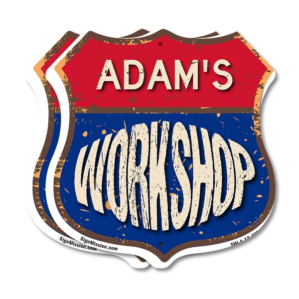 Signmission Adam's Workshop, 12 inch X 12 inch, Aluminum Metal Sign, 2PK - SHI-A-2PACK-12-489-ADAM