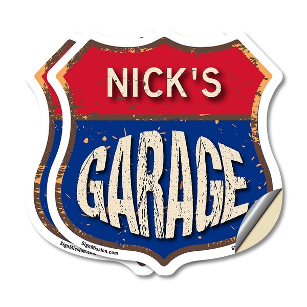 Signmission Nick's Garage, 6 inch X 6 inch, Vinyl Decal, 2PK - SHI-D-2PACK-6-383-NICK