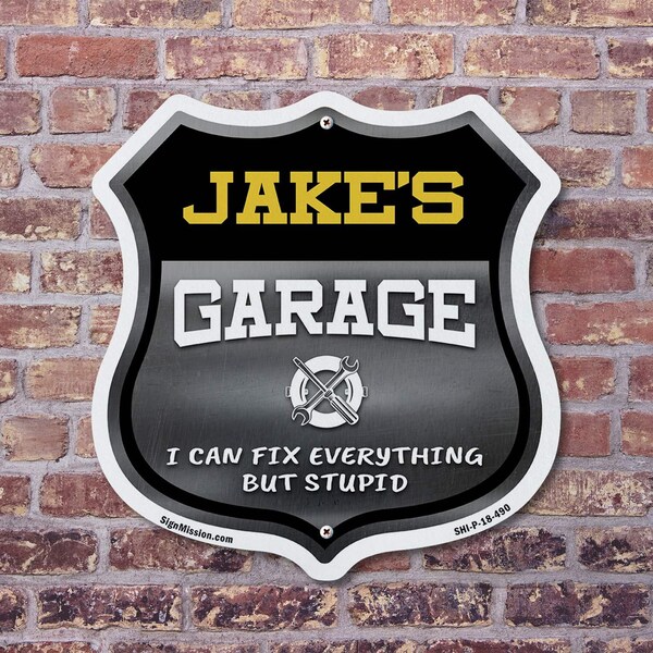 Signmission Jake's Garage I Can Fix Everything But Stupid, 12 inch X 12 inch, Aluminum Metal Sign, 2PK - SHI-A-2PACK-12-490-JAKE
