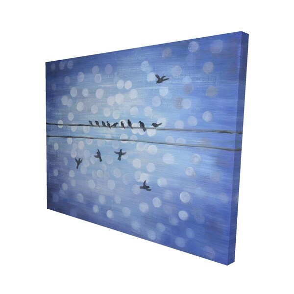 Fondo 16 x 20 in. Birds on A Wire with A Clear Blue Sky-Print on Canvas - FO2792411