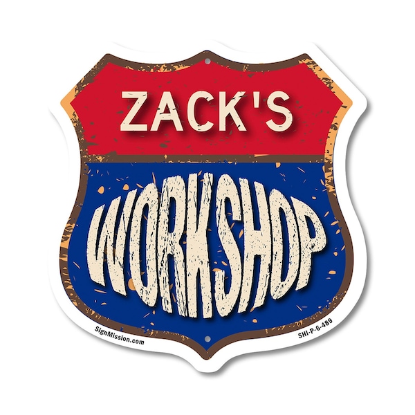 Signmission Zack's Workshop, 6 Inch X 6 Inch, Plastic Sign - SHI-P-6-489-ZACK