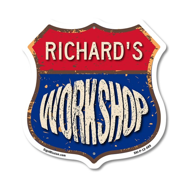 Signmission Richard's Workshop, 12 Inch X 12 Inch, Plastic Sign - SHI-P-12-489-RICHARD