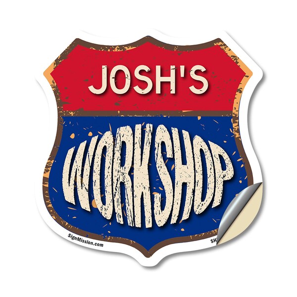 Signmission Josh's Workshop, 12 Inch X 12 Inch, Vinyl Decal - SHI-D-12-489-JOSH