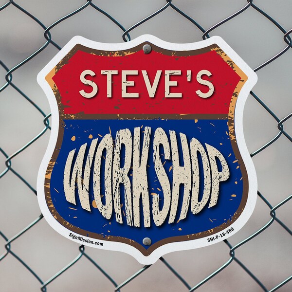 Signmission Steve's Workshop, 18 Inch X 18 Inch, Plastic Sign - SHI-P-18-489-STEVE