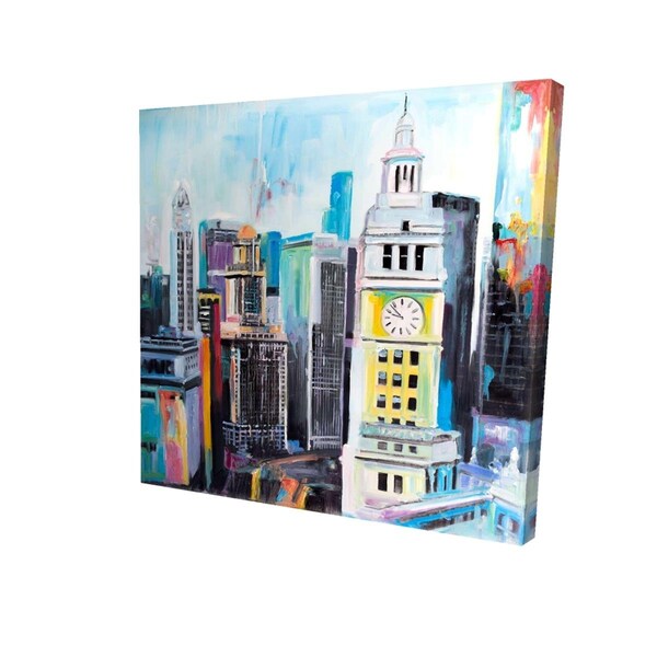 Begin Home Decor 16 x 16 in. Colorful Cityscape of Manhattan-Print on Canvas - 2080-1616-CI290