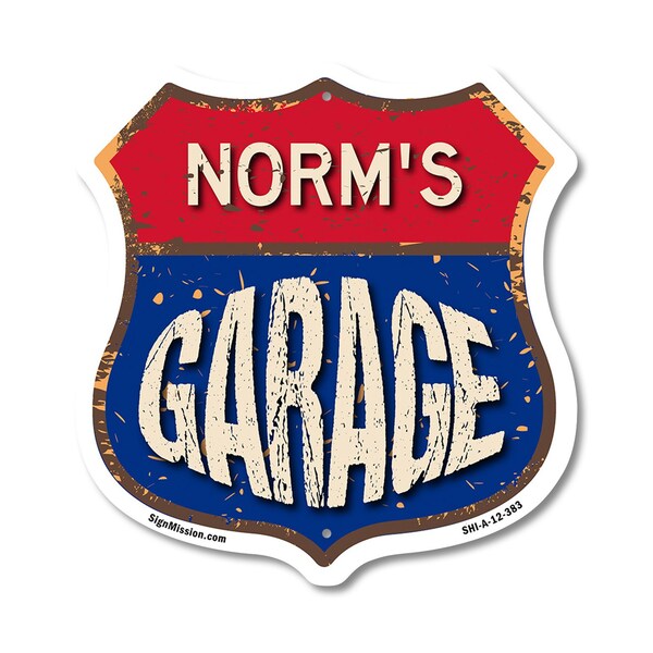 Signmission Norm's Garage, 12 Inch X 12 Inch, Aluminum Metal Sign - SHI-A-12-383-NORM
