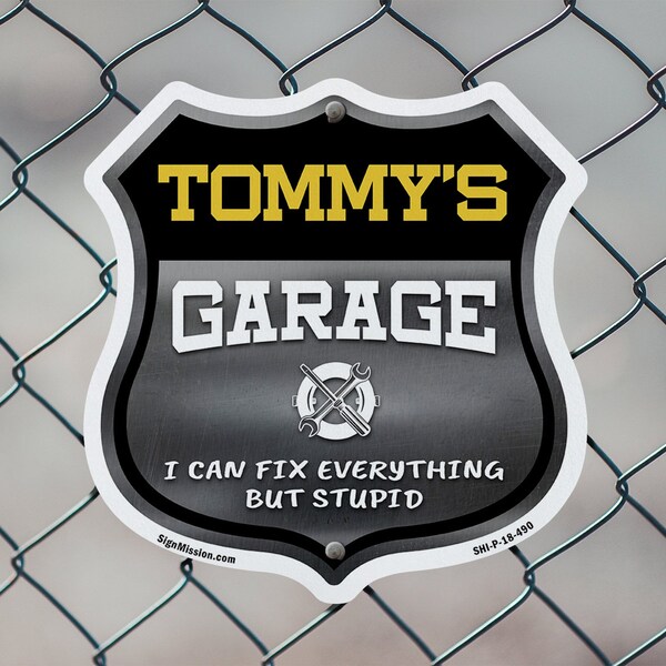 Signmission Tommy's Garage I Can Fix Everything But Stupid, 12 inch X 12 inch, Aluminum Metal Sign, 2PK - SHI-A-2PACK-12-490-TOMMY