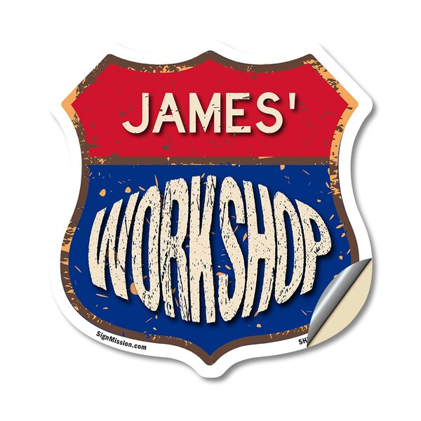 Signmission James's Workshop, 12 Inch X 12 Inch, Vinyl Decal - SHI-D-12-489-JAMES