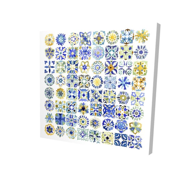 Begin Home Decor 12 x 12 in. Watercolor Traditional Moroccan Tiles-Print on Canvas - 2080-1212-PA7