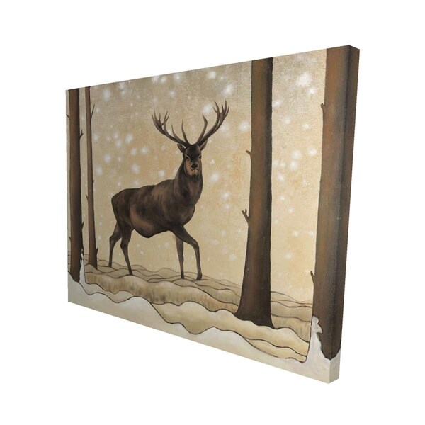 Fondo 16 x 20 in. Roe Deer In A Winter Landscape-Print on Canvas - FO2777205