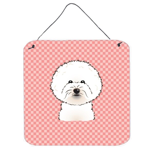 Jensendistributionservices Checkerboard Pink Bichon Frise Aluminum Metal Wall Or Door Hanging Prints, 6 x 6 In. - MI1719767