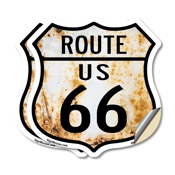 Signmission Route Us 66 Rustic, 12 inch X 12 inch, Vinyl Decal, 2PK - SHI-D-2PACK-12-485