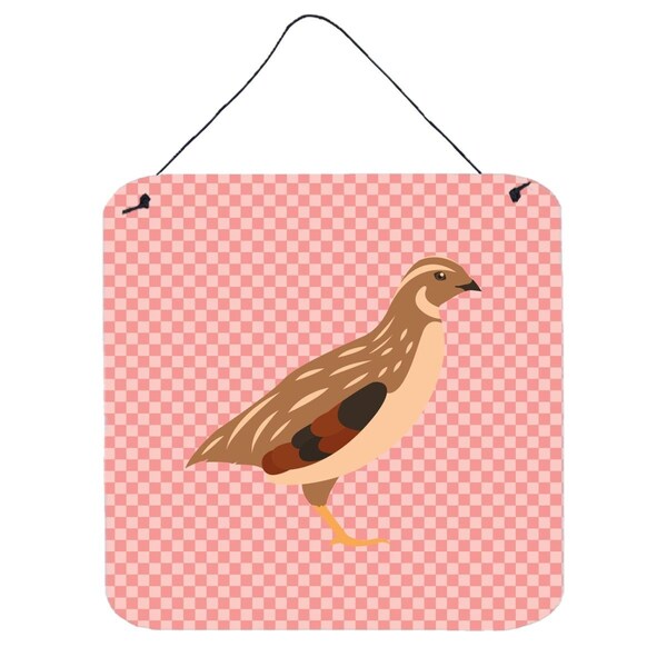 Micasa Golden Phoenix Quail Pink Check Wall or Door Hanging Prints6 x 6 in. - MI229785