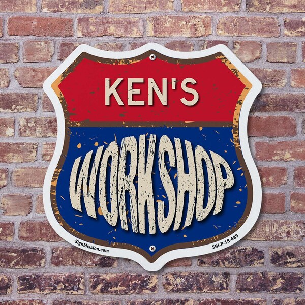 Signmission Ken's Workshop, 18 inch X 18 inch, Plastic Sign, 2PK - SHI-P-2PACK-18-489-KEN