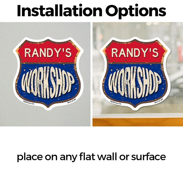 Signmission Randy's Workshop, 12 Inch X 12 Inch, Vinyl Decal - SHI-D-12-489-RANDY