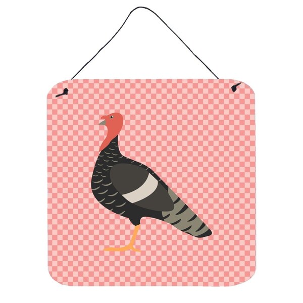 Micasa Marragansett Turkey Pink Check Wall or Door Hanging Prints6 x 6 in. - MI234176