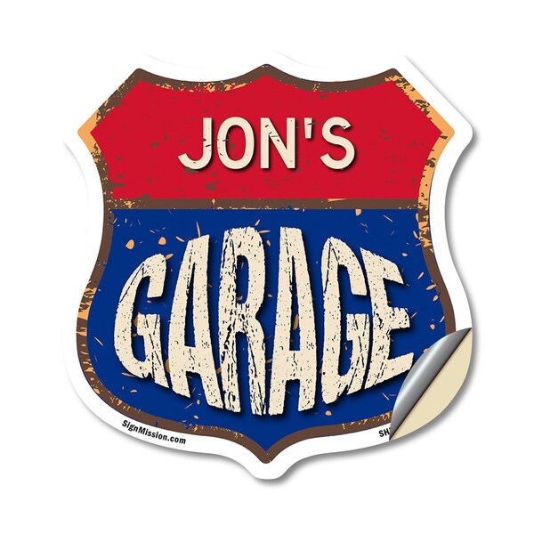 Signmission Jon's Garage, 18 Inch X 18 Inch, Vinyl Decal - SHI-D-18-383-JON