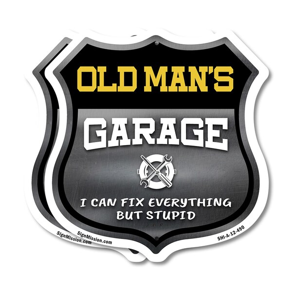 Signmission Old Man's Garage I Can Fix Everything But Stupid, 12 inch X 12 inch, Plastic Sign, 2PK - SHI-P-2PACK-12-490-OLD MAN