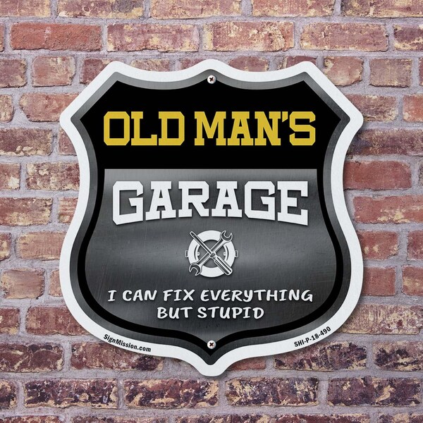 Signmission Old Man's Garage I Can Fix Everything But Stupid, 12 inch X 12 inch, Plastic Sign, 2PK - SHI-P-2PACK-12-490-OLD MAN