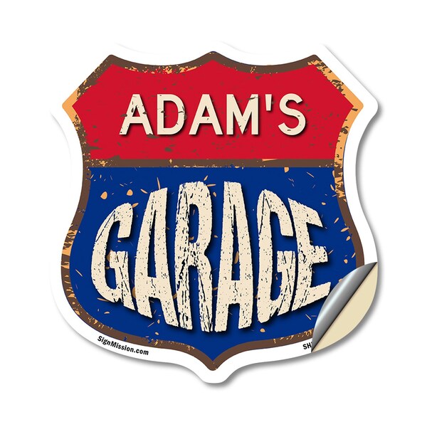 Signmission Adam's Garage, 18 Inch X 18 Inch, Vinyl Decal - SHI-D-18-383-ADAM