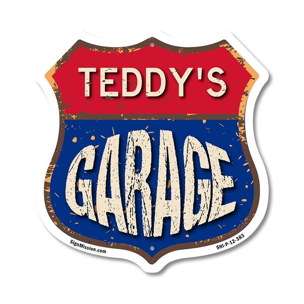 Signmission Teddy's Garage, 12 Inch X 12 Inch, Plastic Sign - SHI-P-12-383-TEDDY