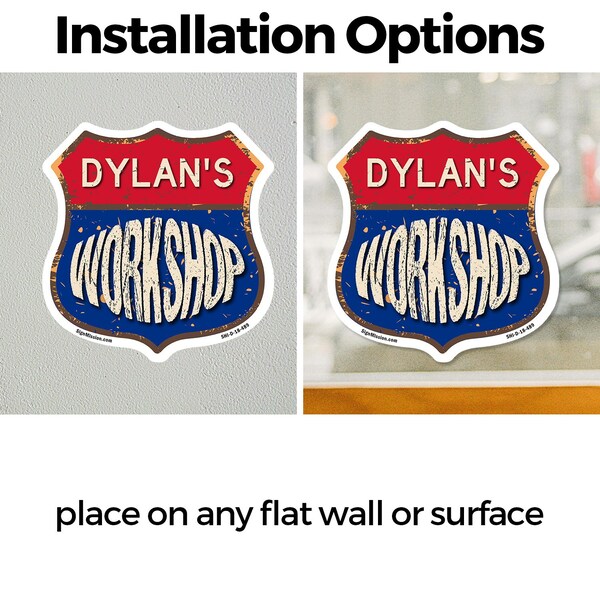 Signmission Dylan's Workshop, 4 inch X 4 inch, Vinyl Decal, 2PK - SHI-D-2PACK-4-489-DYLAN