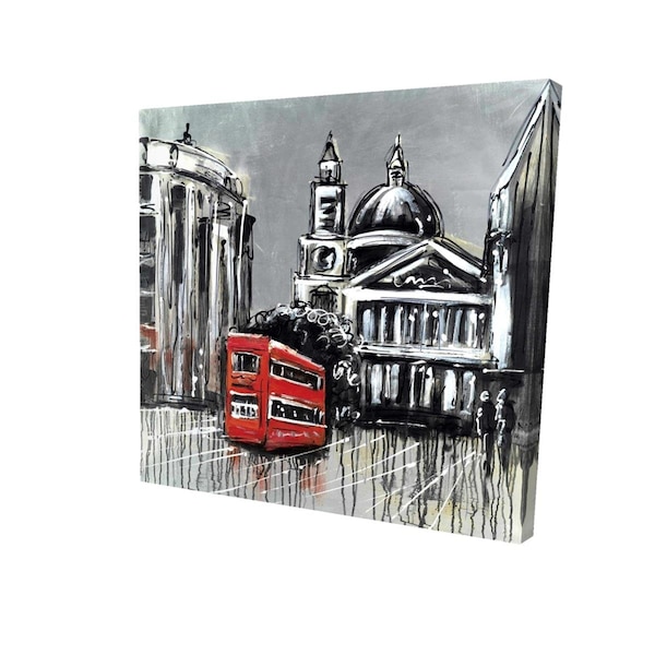 Fondo 16 x 16 in. London Street with Red Bus-Print on Canvas - FO2789105