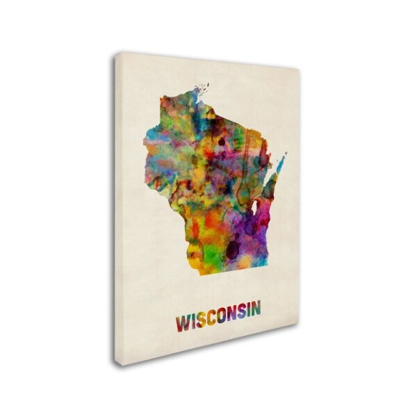 Trademark Fine Art Michael Tompsett 'Wisconsin Map' Canvas Art, 24x32 - MT0338-C2432GG