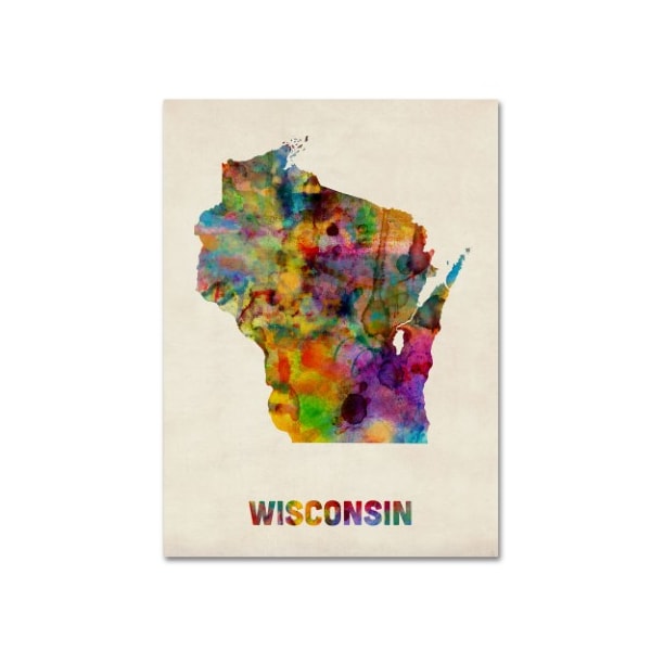 Trademark Fine Art Michael Tompsett 'Wisconsin Map' Canvas Art, 24x32 - MT0338-C2432GG