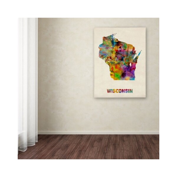 Trademark Fine Art Michael Tompsett 'Wisconsin Map' Canvas Art, 24x32 - MT0338-C2432GG