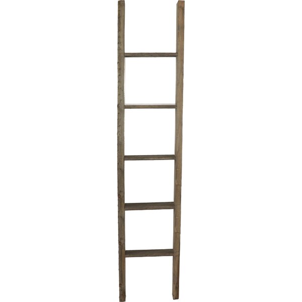 Ekena Millwork 15"W x 72"H x 3 1/2"D Vintage Farmhouse 5 Rung Ladder, Barnwood Decor Collection, Pebble Grey - DECR015X072X04LDRPG