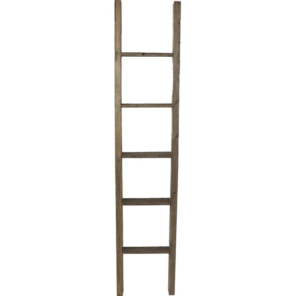 Ekena Millwork 15"W x 72"H x 3 1/2"D Vintage Farmhouse 5 Rung Ladder, Barnwood Decor Collection, Pebble Grey - DECR015X072X04LDRPG