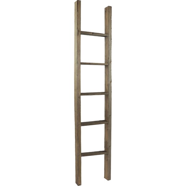 Ekena Millwork 15"W x 72"H x 3 1/2"D Vintage Farmhouse 5 Rung Ladder, Barnwood Decor Collection, Pebble Grey - DECR015X072X04LDRPG