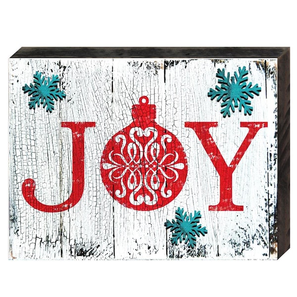 Designocracy Joy Vintage Christmas Art on Board Wall Decor - 9880612