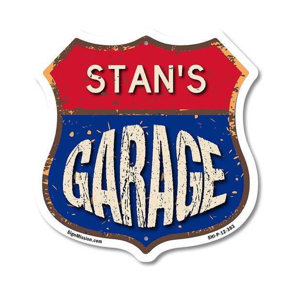 Signmission Stan's Garage, 12 Inch X 12 Inch, Plastic Sign - SHI-P-12-383-STAN
